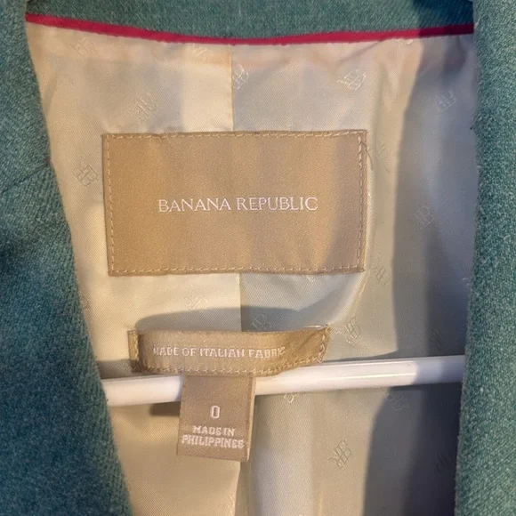 Banana Republic Teal Blazer with Elbow Pads Poly Wool Blend - Picture 3 of 7